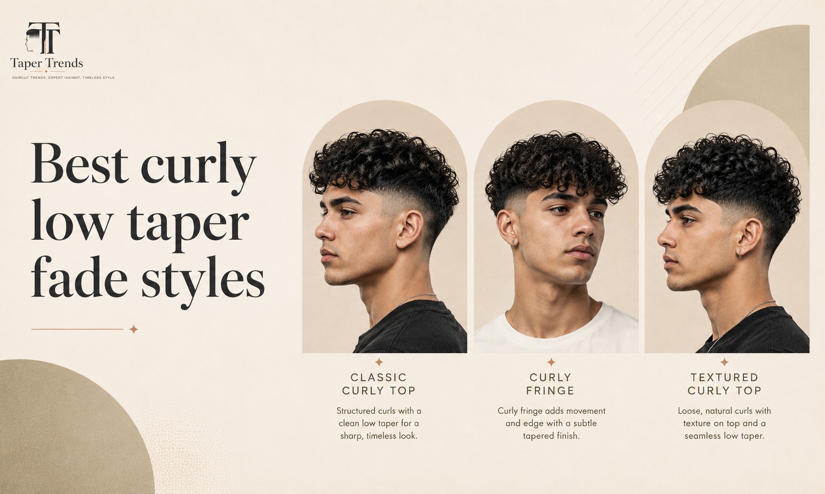 Best curly low taper fade styles — a classic curly taper, a curly fringe, an afro taper, textured curls, and a curly blowout over low-faded sides.