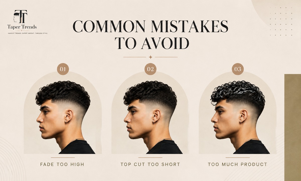 Common mistakes to avoid with a Hispanic Mexican low taper fade — letting the fade creep high, cutting the top too short, and over-applying product.