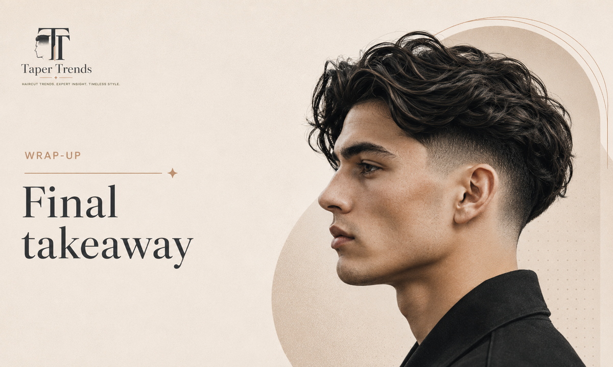 A finished long hair low taper fade with clean low sides and real length on top, styled to look deliberate rather than grown out.