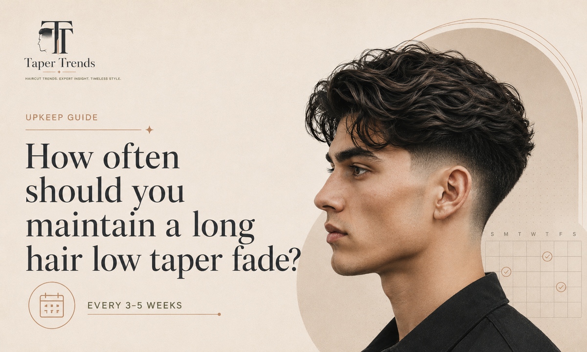 Maintaining a long hair low taper fade — a quick neckline cleanup between full barber visits to keep the low blend sharp.