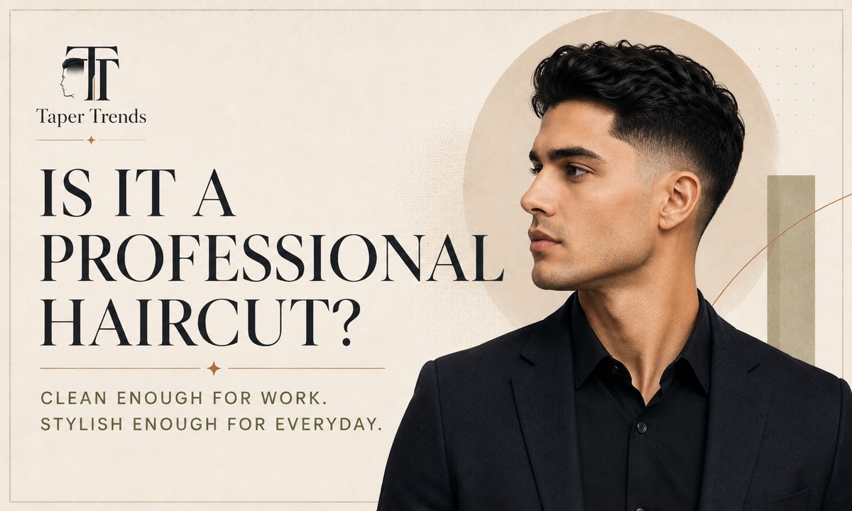 A polished, moderate-volume low taper fade blowout that reads neat enough for school, college, or the office.