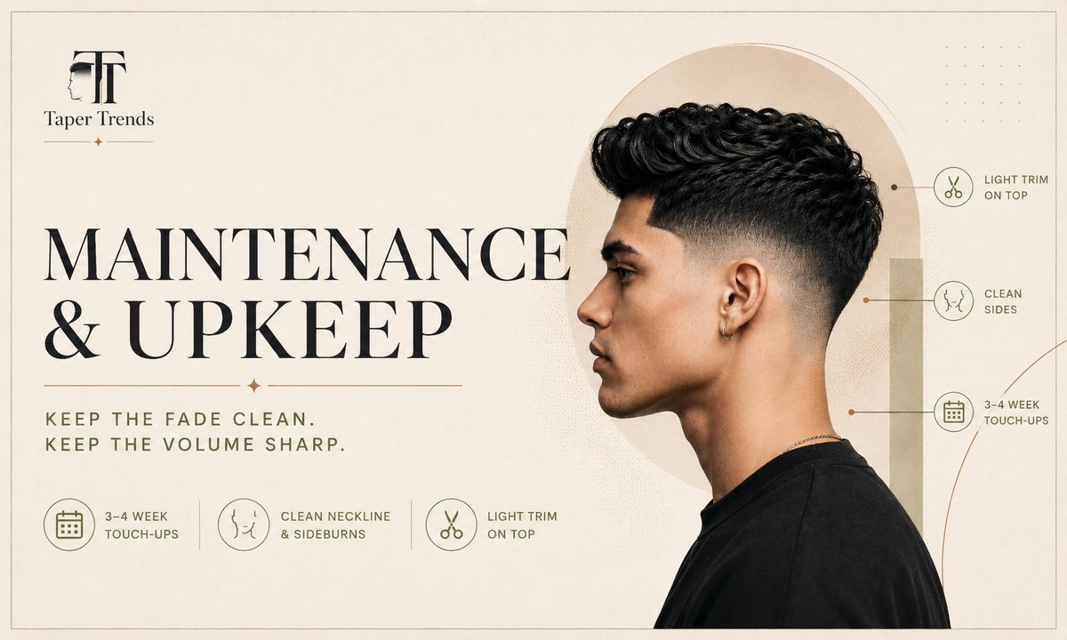 Keeping a low taper fade blowout sharp with a quick neckline and sideburn cleanup between full cuts.