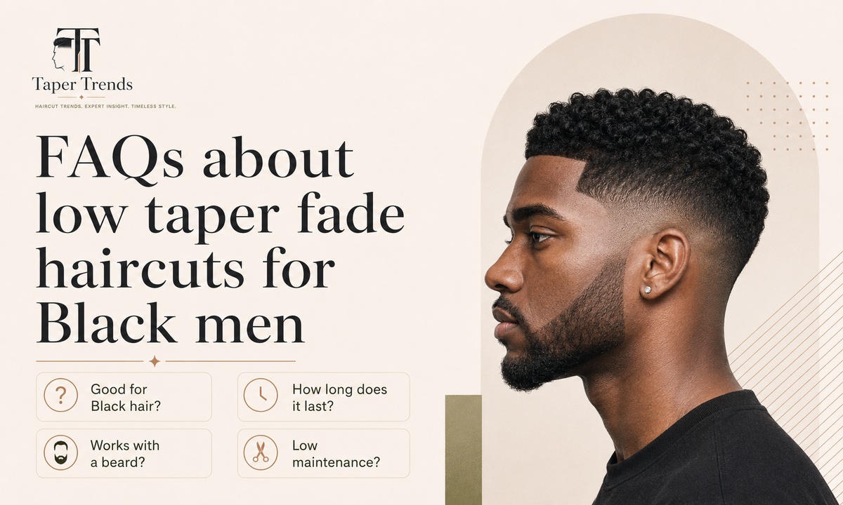 Frequently asked questions about low taper fade haircuts for Black men.