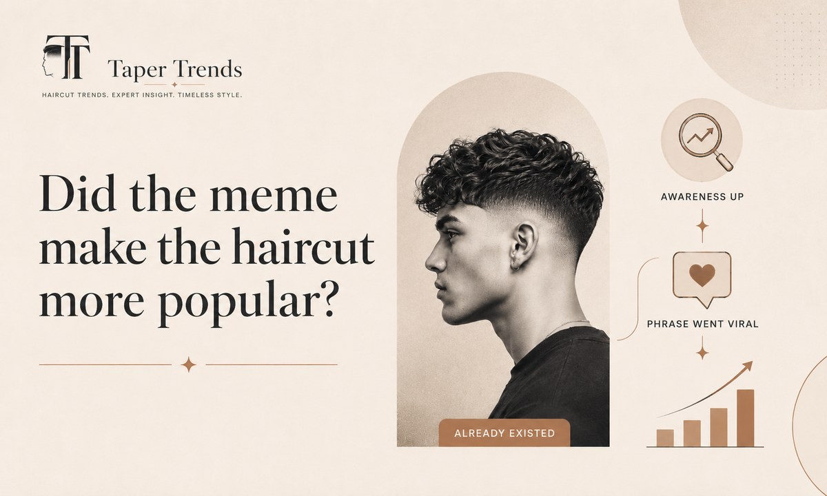 Did the low taper fade meme make the haircut more popular — raised awareness of the name rather than inventing the established style.