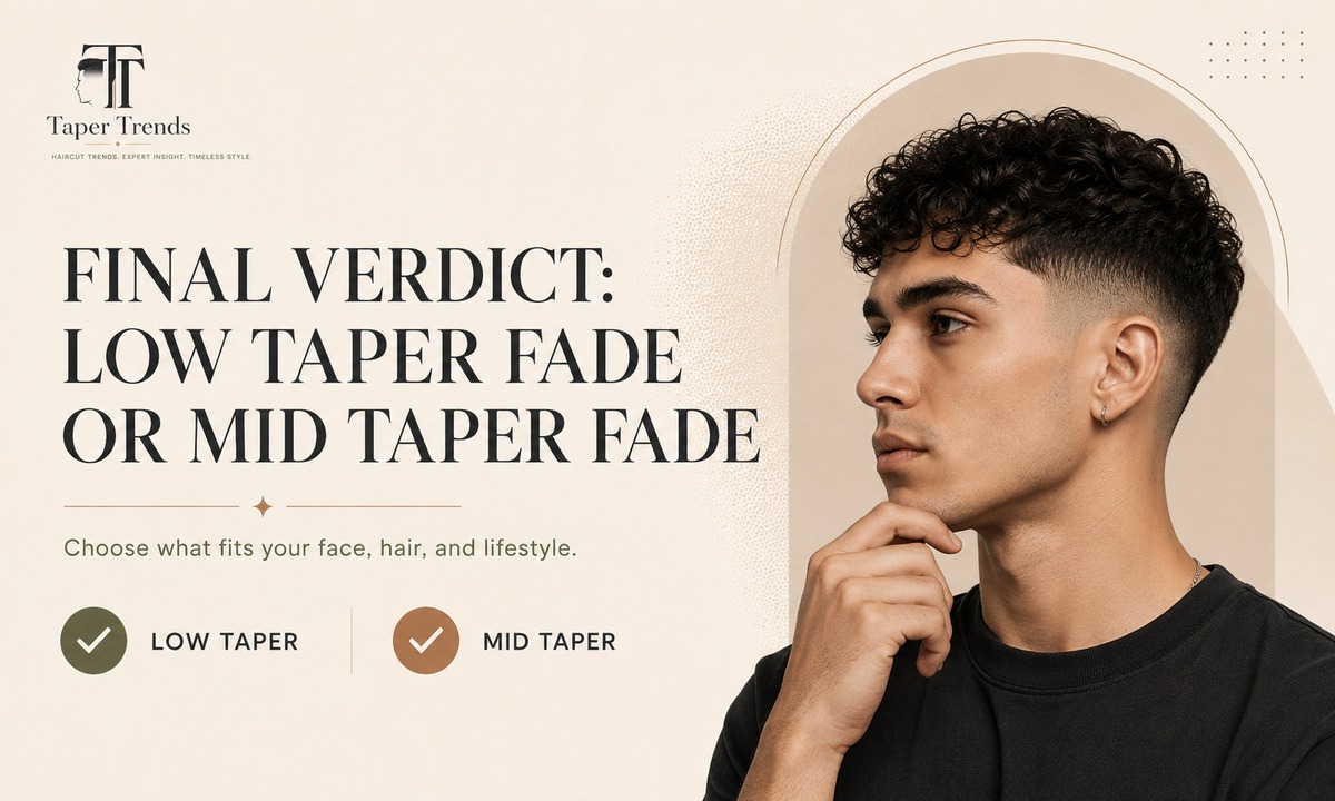 Final verdict on choosing a low taper fade or a mid taper fade based on face shape, hair type, and maintenance.