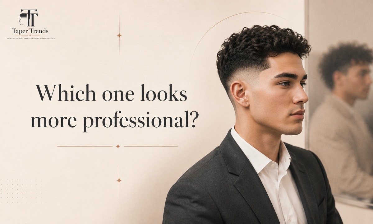 Comparison of which taper fade looks more professional — a subtle low taper for formal settings versus a sharper mid taper for a modern edge.