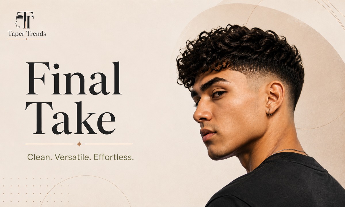 A finished taper low burst fade — a clean, intentional cut with a crisp curve around the ear.