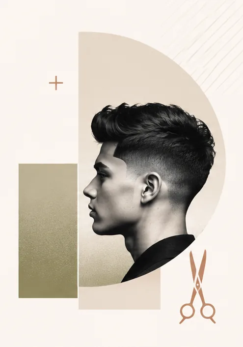 Sharp men's taper fade haircut, editorial side profile.